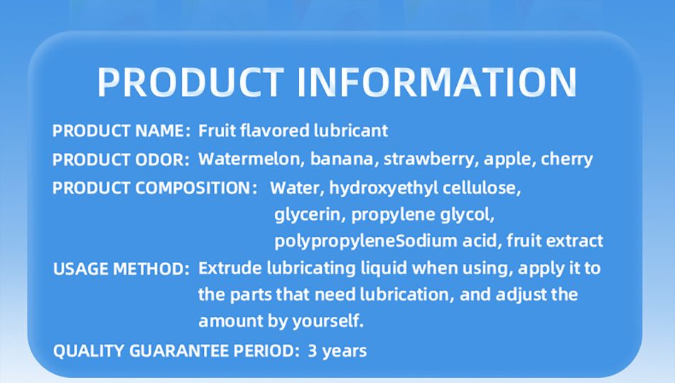 Water Based Long Lasting Fruits Flavor Lube 200ML Edible Sex Lubricant Fruit For Oral Sex
